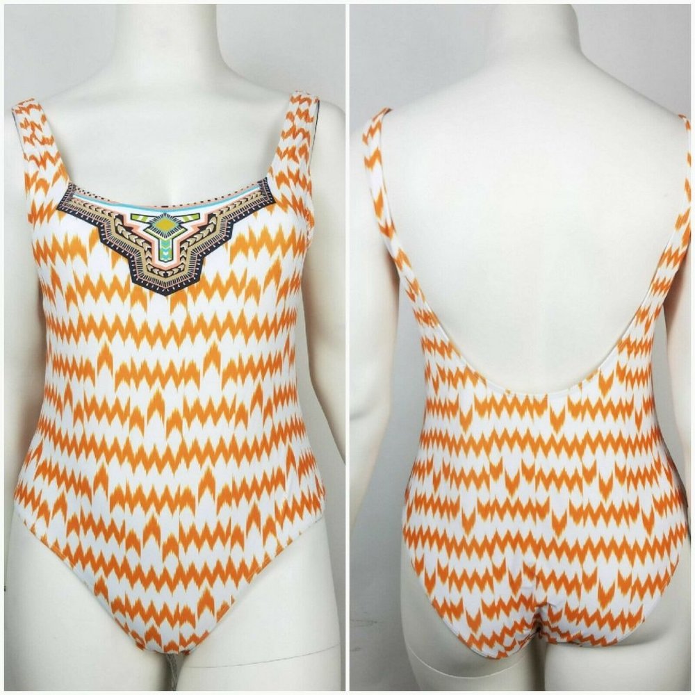 Swimsuit One Piece Aztec Side Cut Out XL